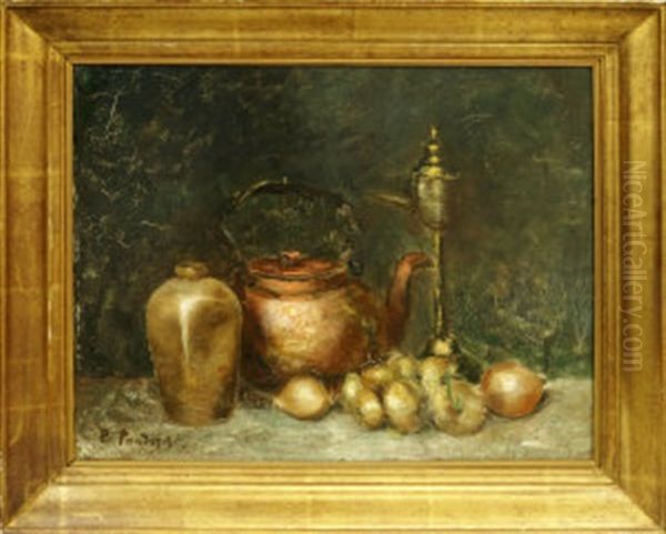 Still Life With Copper Kettle And Onions by Pericles Pantazis