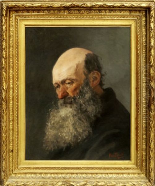 Portrait Of An Old Man With Beard Oil Painting by Pericles Pantazis