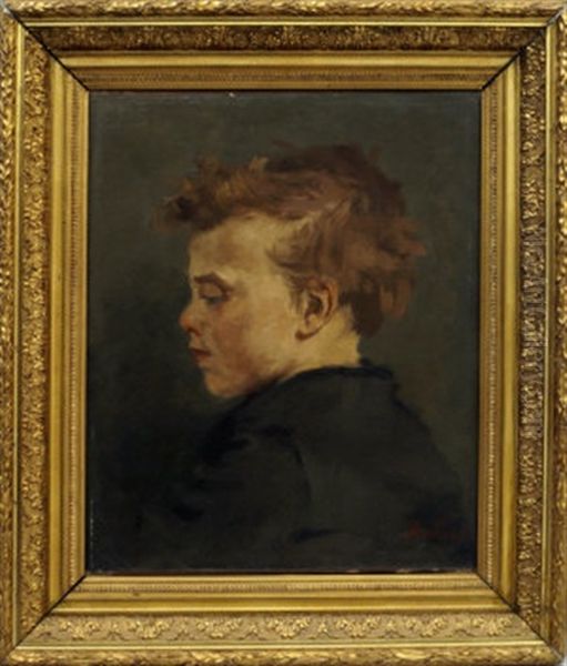 Portrait Of The Artist's Son In Profile Turned To The Left Oil Painting by Pericles Pantazis