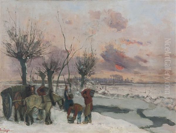 Les Briseurs De Glace Oil Painting by Pericles Pantazis