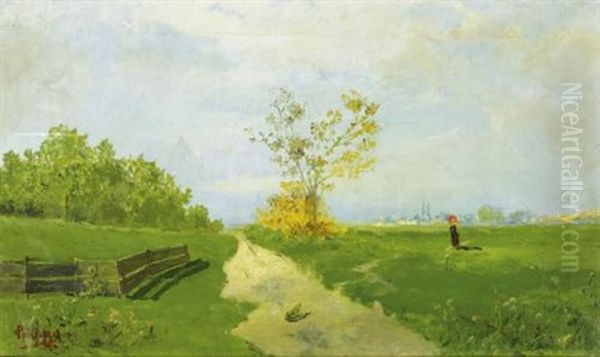 La Promenade Dans Les Champs Oil Painting by Pericles Pantazis