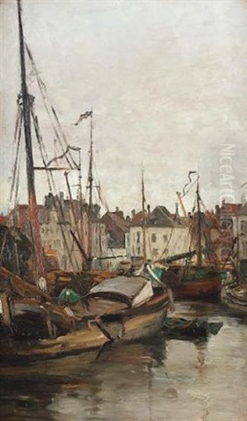 Quay At Brussels Oil Painting by Pericles Pantazis