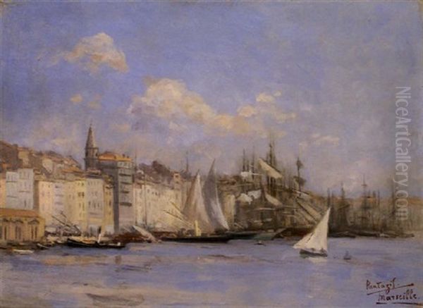 The Port Of Marseille Oil Painting by Pericles Pantazis