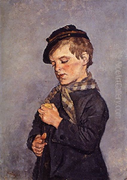 L'enfant A La Toupie Oil Painting by Pericles Pantazis