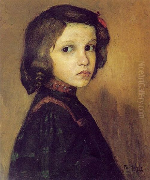 Portrait Of A Young Girl Oil Painting by Pericles Pantazis