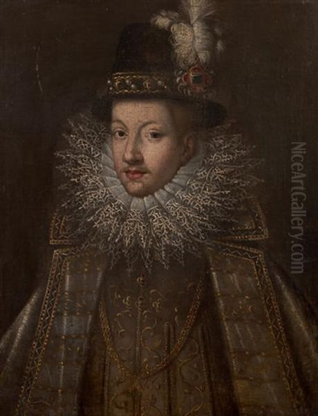 Portrait De Philippe Iii D'espagne Portant L'ordre La Toison D'or Oil Painting by Juan Pantoja de la Cruz