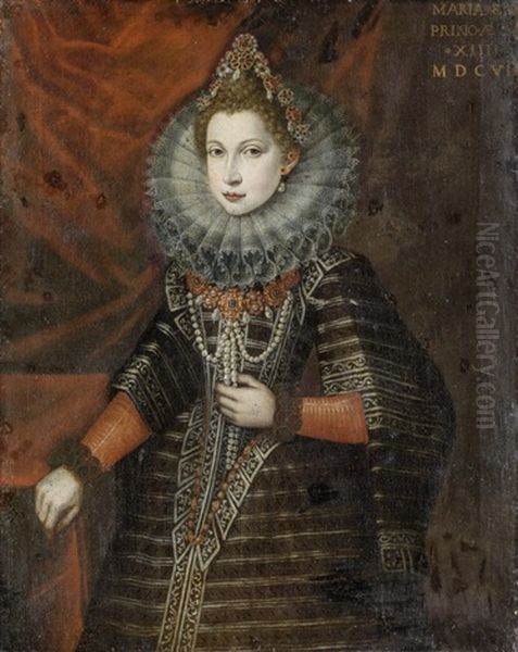 Portrait Der Maria Von Savoyen Oil Painting by Juan Pantoja de la Cruz