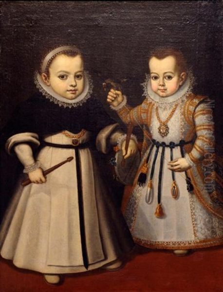 Portraits De Deux Enfants Oil Painting by Juan Pantoja de la Cruz