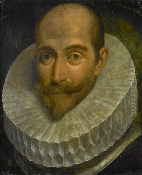 A Portrait Of A Gentleman, Wearing A Lace Ruff Oil Painting by Juan Pantoja de la Cruz