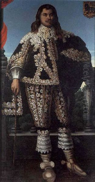 Portrait D'homme En Costume Brode Oil Painting by Juan Pantoja de la Cruz