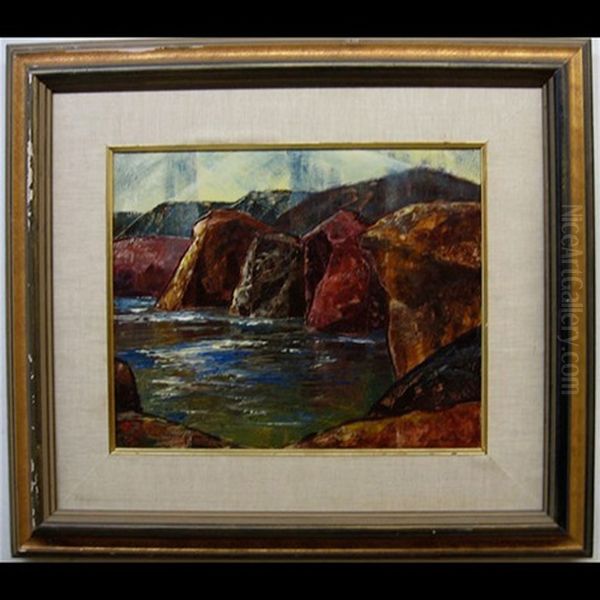 Sunlit Rocky Shoreline Oil Painting by Lawrence Arthur Colley Panton