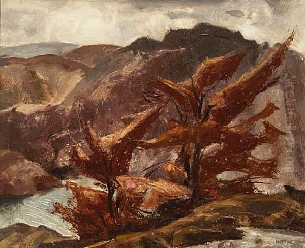 Trees In A Rocky Landscape Oil Painting by Lawrence Arthur Colley Panton