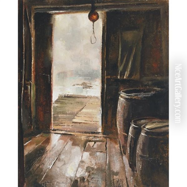 Fish Shed Doorway Oil Painting by Lawrence Arthur Colley Panton