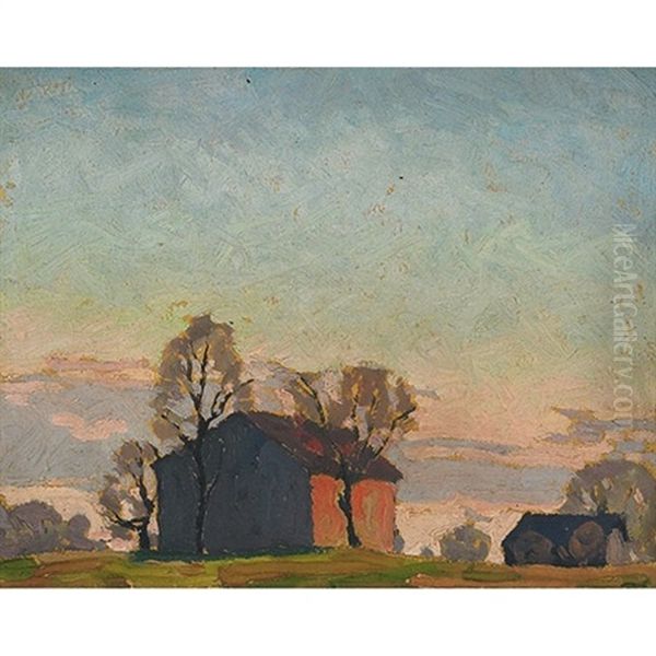 Red Barn Oil Painting by Lawrence Arthur Colley Panton