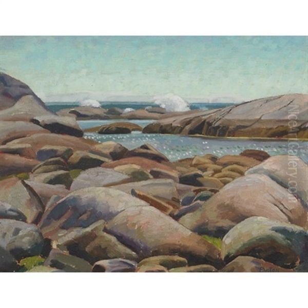 Rocky Shoreline Oil Painting by Lawrence Arthur Colley Panton