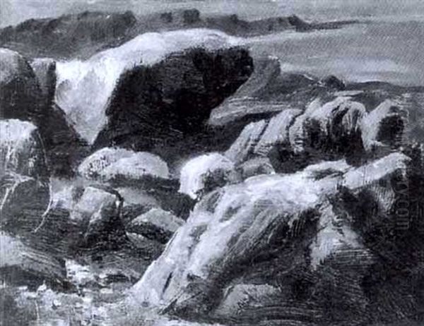 Untitled - Rock Formation, Peggy's Cove Oil Painting by Lawrence Arthur Colley Panton