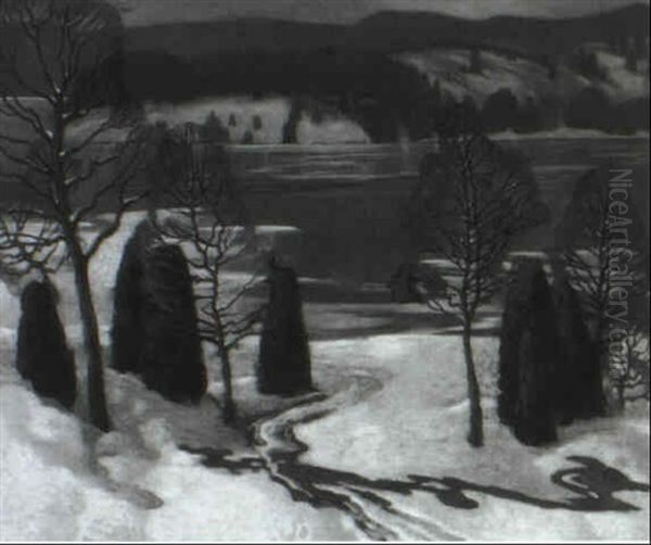 Winter Landscape Oil Painting by Lawrence Arthur Colley Panton