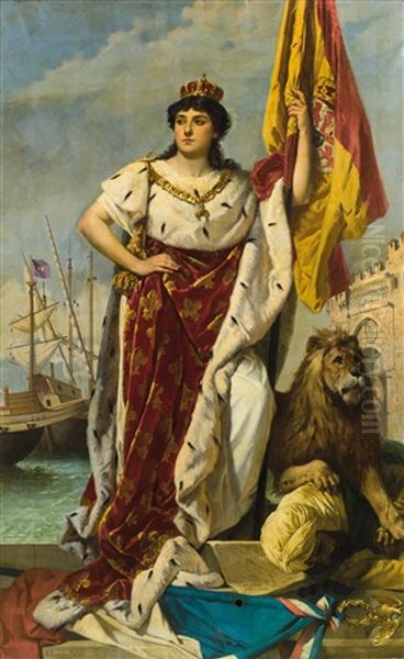 Isabel Ii Of Spain Oil Painting by Antonio Ermolao Paoletti