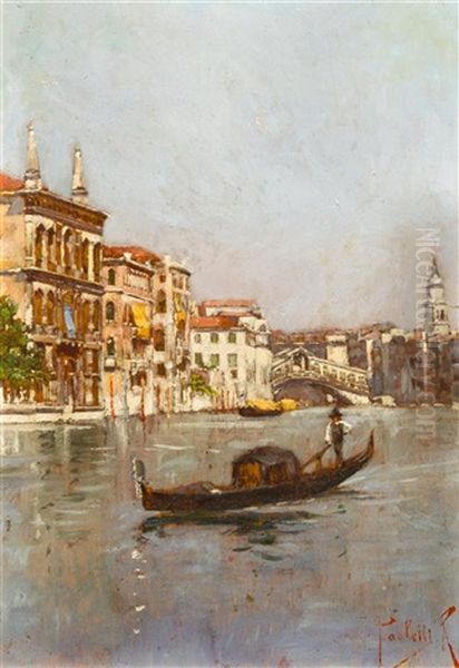 Grand Canal Of Venice Oil Painting by Antonio Ermolao Paoletti