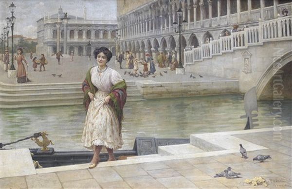 A Venetian Beauty Oil Painting by Antonio Ermolao Paoletti