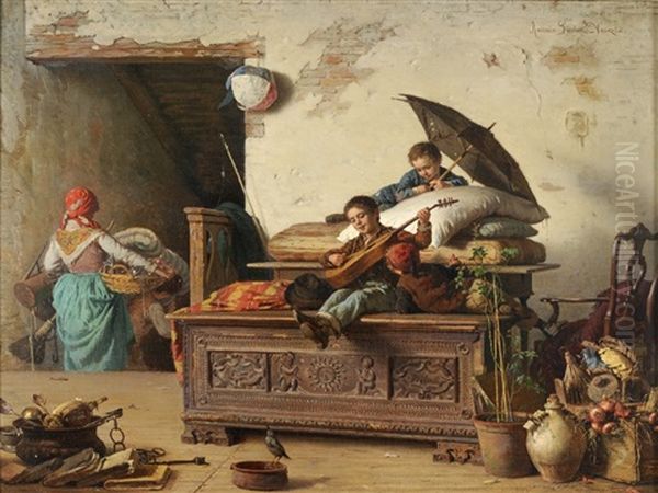 The Antique Shop Oil Painting by Antonio Ermolao Paoletti