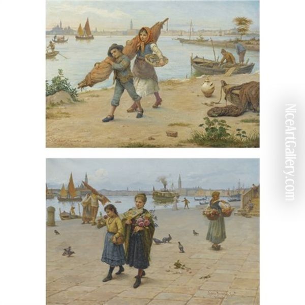 Return From The Catch (+ Flowers For Mama, Smllr; 2 Works) Oil Painting by Antonio Ermolao Paoletti