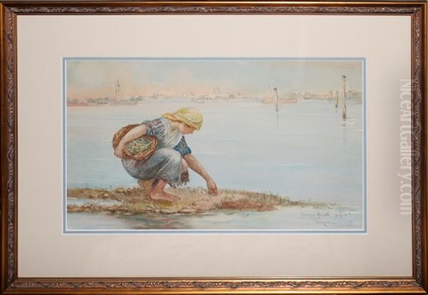 Digging For Clams Oil Painting by Antonio Ermolao Paoletti