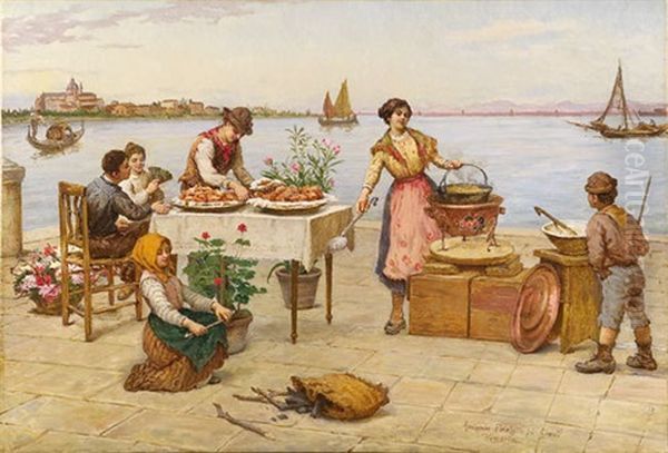 Scena Di Vita A Venezia Oil Painting by Antonio Ermolao Paoletti