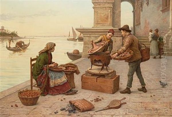 The Chestnut Sellers Oil Painting by Antonio Ermolao Paoletti