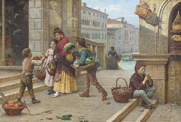 The Young Market Seller Oil Painting by Antonio Ermolao Paoletti