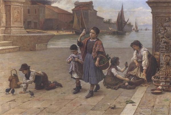 The Bird Seller Oil Painting by Antonio Ermolao Paoletti