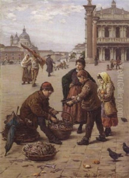 Venise, Petit Pecheur Place Saint Marc Oil Painting by Antonio Ermolao Paoletti