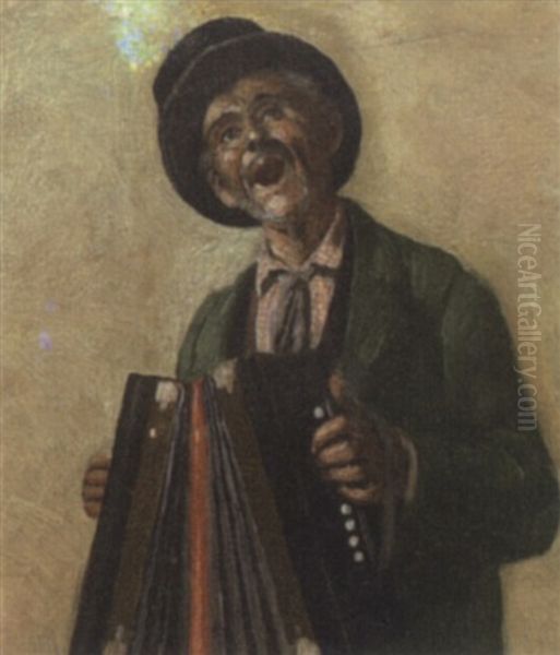 The Accordian Player Oil Painting by Antonio Ermolao Paoletti