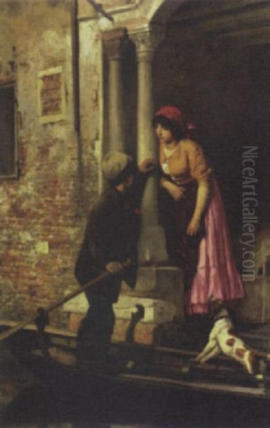 The Courting Goldolier Oil Painting by Antonio Ermolao Paoletti