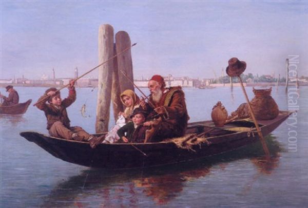 Fishing Off San Marco Oil Painting by Antonio Ermolao Paoletti