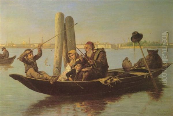 Fishing Off Of San Marco Oil Painting by Antonio Ermolao Paoletti