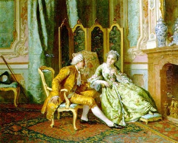 Flirtation Oil Painting by Antonio Ermolao Paoletti