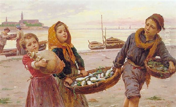 The Young Fisherman Oil Painting by Antonio Ermolao Paoletti