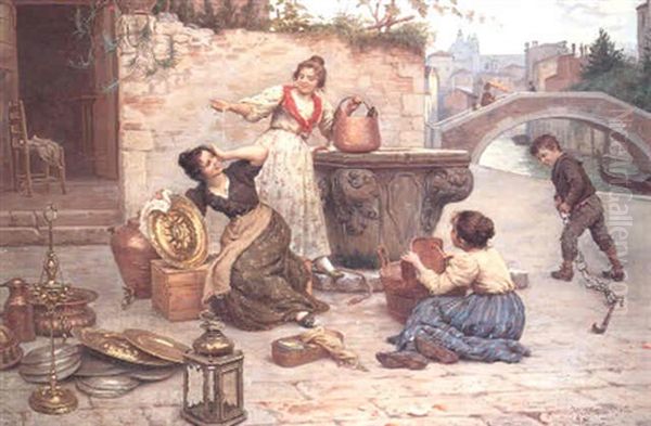 Cleaning The Brass Oil Painting by Antonio Ermolao Paoletti