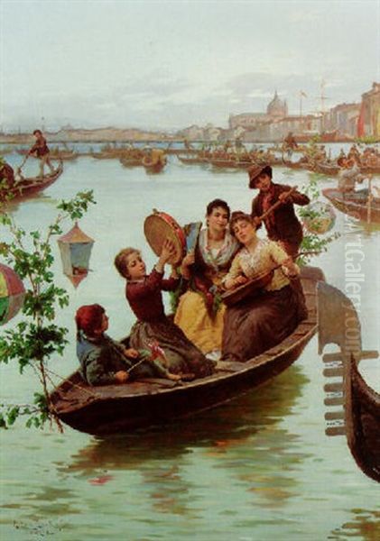 The Feast Of Redoutore, Venice Oil Painting by Antonio Ermolao Paoletti