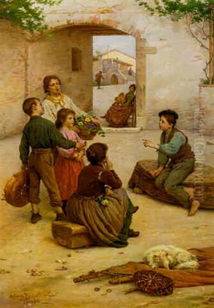 A Captive Audience Oil Painting by Antonio Ermolao Paoletti