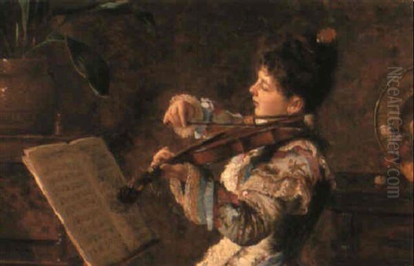 The Young Musician Oil Painting by Antonio Ermolao Paoletti