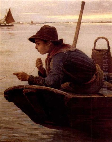 The Fisherboy Oil Painting by Antonio Ermolao Paoletti