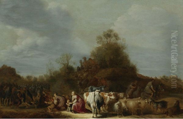 The Meeting Of Jacob And Esau Oil Painting by Gerrit Claesz Bleker