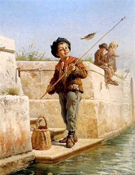 The Fisher Boy Oil Painting by Sylvius D. Paoletti