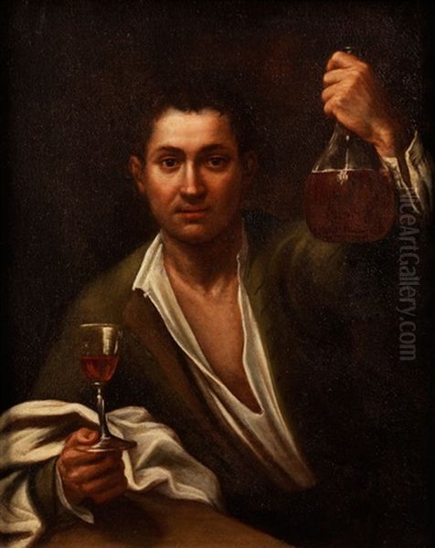 Mann Mit Glas Und Flasche - Allegorie Des Geschmackssinns Oil Painting by Pietro Paolini