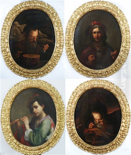 Allegorie Dei Quattro Sensi Con Strumenti Musicali (set Of 4) Oil Painting by Pietro Paolini