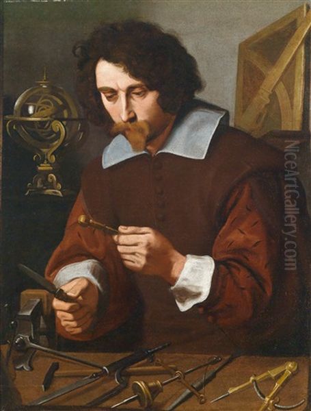 Erfinder Von Mathematischen Instrumenten/ Costruttore Di Strumenti Matematici Oil Painting by Pietro Paolini