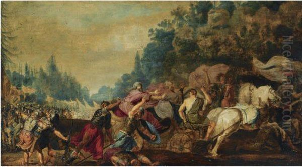 King Ahab Fatally Wounded By An Arrow In The Battle Against Thesyrians Oil Painting by Gerrit Claesz Bleker