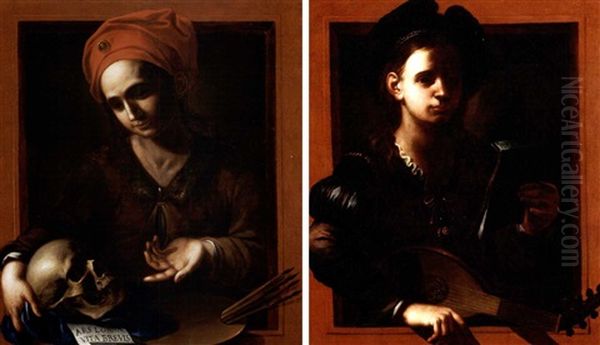 Allegoria Della Pittura (+ Allegoria Della Musica; Pair) Oil Painting by Pietro Paolini